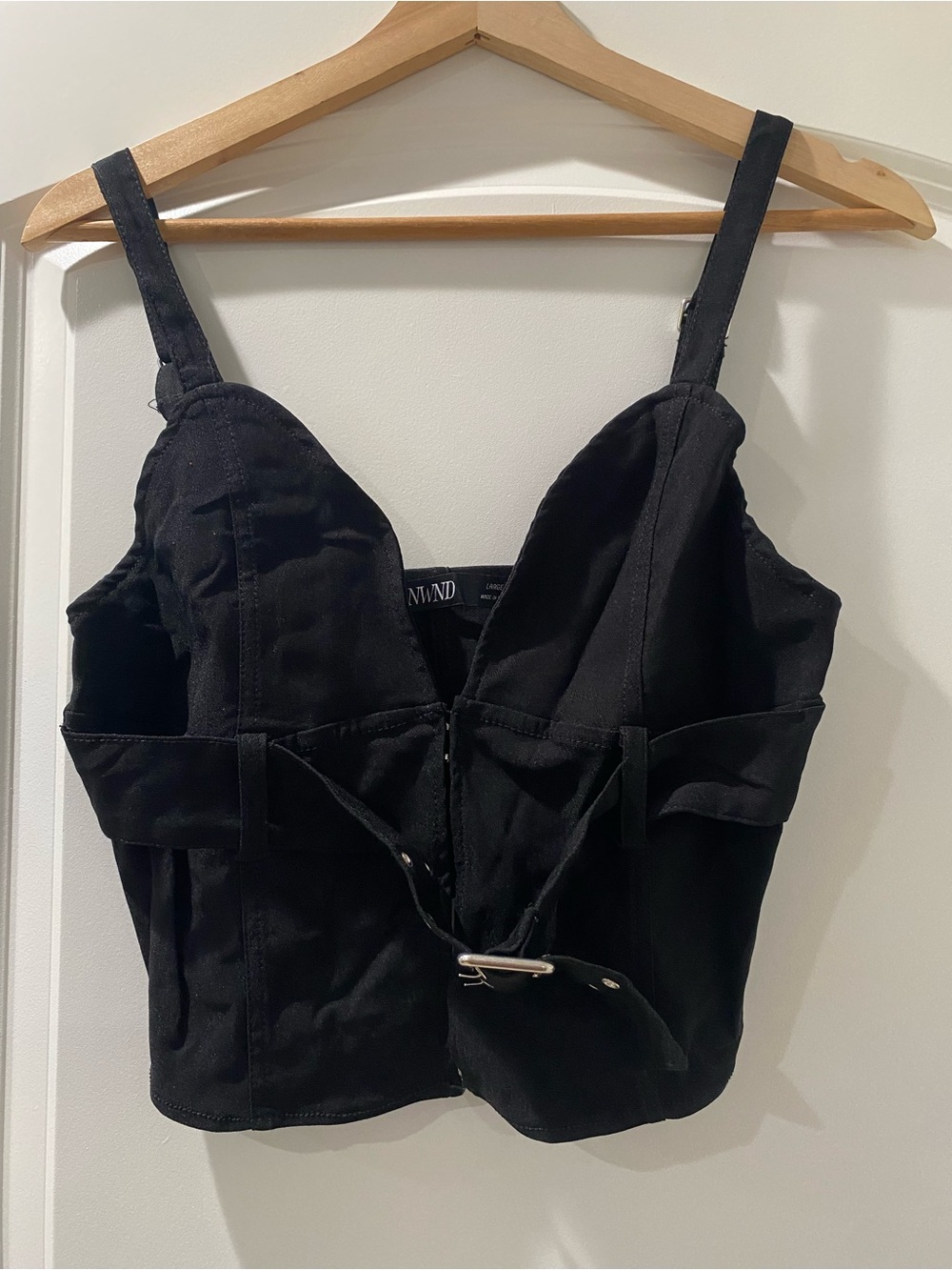NWOT Black Structured Buckle Crop Top - ANWND
